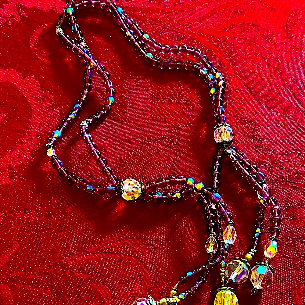 Glass/Crystal Bead Purple/Clear AB Necklace Bracelet or Lamp Shade/Hat Surround!